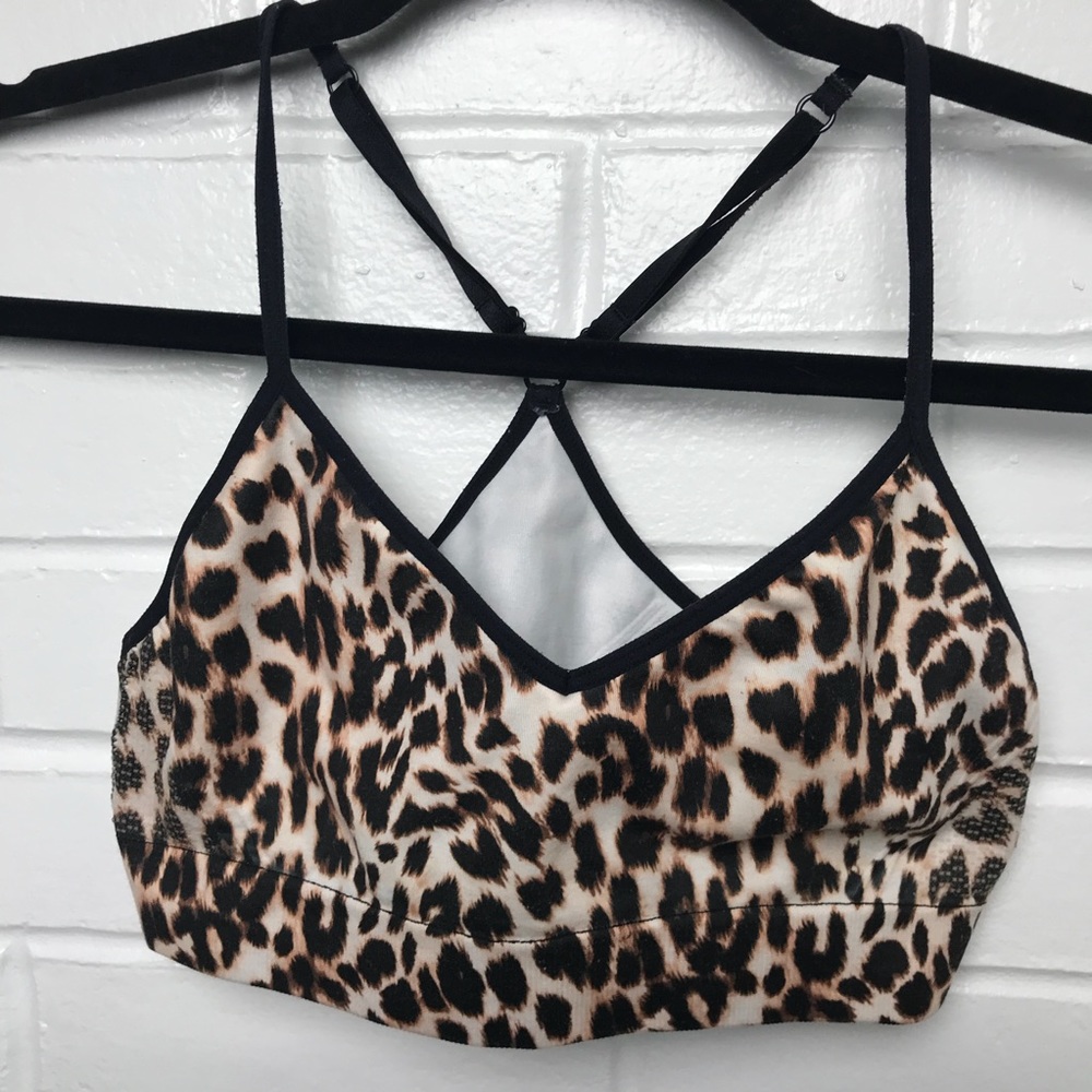 {VS PINK} Leopard Print Bra Yoga Top